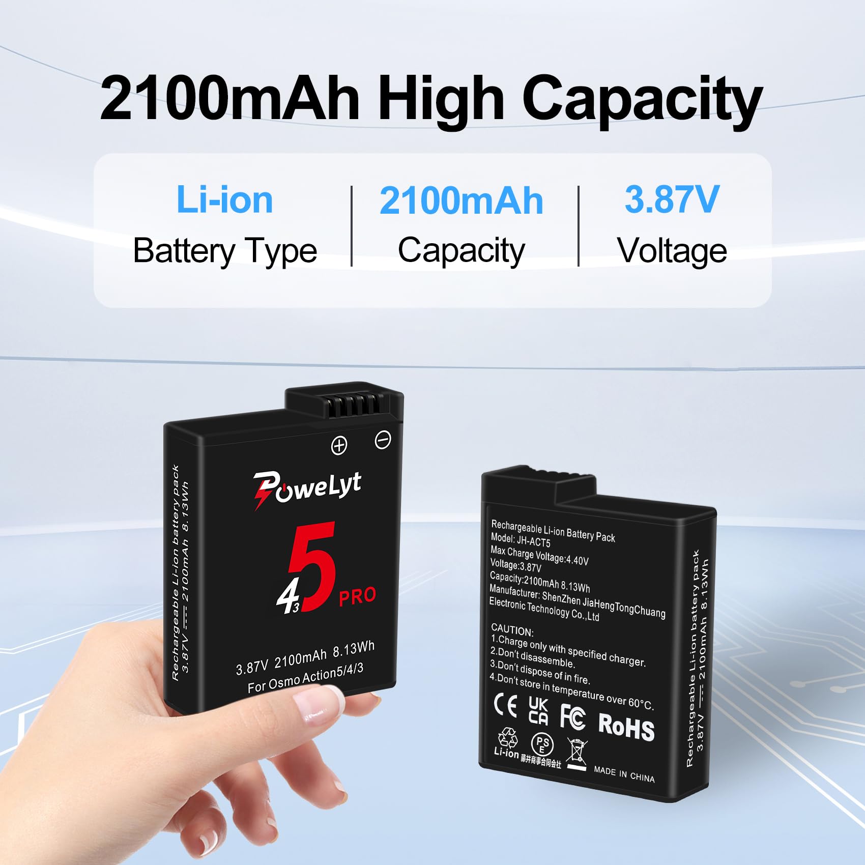 Osmo 360/Action 6/5 Pro/4/3 Batteria 3 pacchi 2100mAh Action 5 Pro Batterie e Stazione di ricarica rapida a 3 canali Compatibile con DJI Osmo Action 6/Action 5 Pro/Action 4/Action 3,Osmo 360