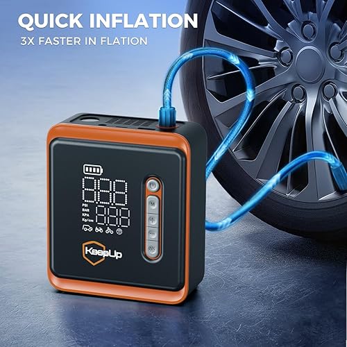 Miniatura 2 de Inflador de neumáticos, compresor de aire portátil, inflado rápido de 150 PSI, bomba de aire inalámbrica con batería recargable de 10000 mAh para