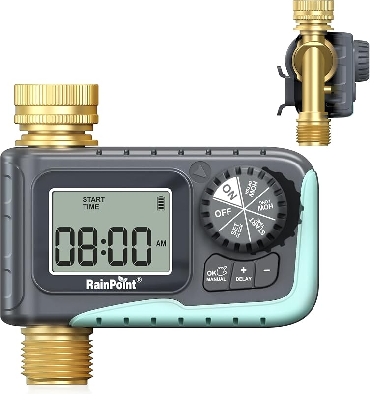 Sprinkler Timer, 100% Metal Pipe Water Timer for Garden Hose, Programmable Hose Controller for Watering, Sprinkler Controller with Manual Watering/Rain Delay for Outdoor Lawn & Garden (1PCS)