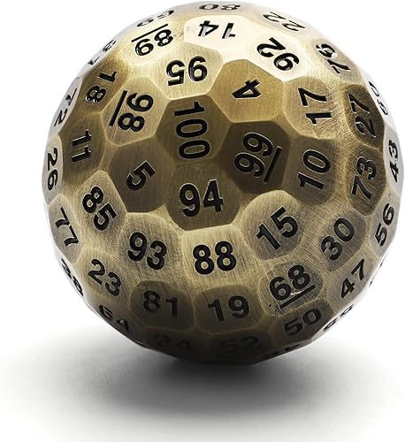 Juego de dados DND D100 de metal, dados poliédricos huecos de 100 caras grandes para juegos de rol de mesa, mazmorras y dragones, DND, D&D (D100-3)