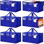 8 Pack Extra Large Heavy Duty Moving Bags,Clear Large Storage Bags with Lids,Moving Boxes with Zippers & Reinforced Handles,Transparent Packing Bags for College Dorm,Traveling,Christmas Decorations