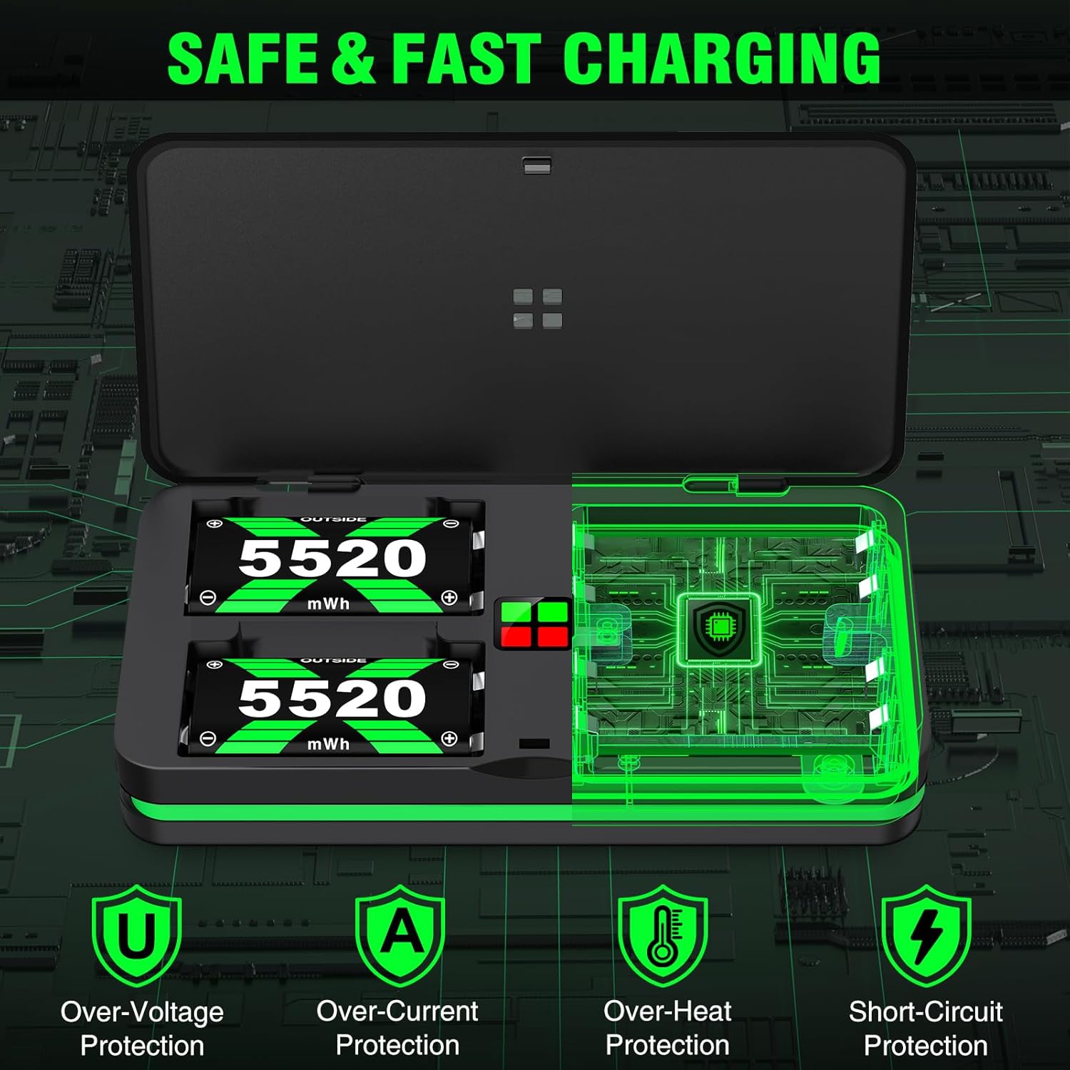 4x5520mWh Controller Battery Pack for X-Series X/S, Rechargeable Battery for X1/One S/One X/Elite Controller Charger Batteries - Image 5