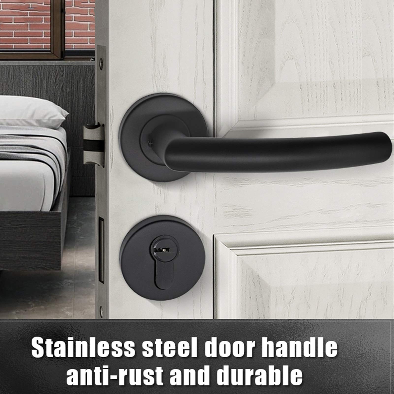 2 Szt. Wewnętrzna Klamka Do Drzwi Ze Stali Nierdzewnej, Sypialnia, Łazienka Dzielona Klamka Do Drzwi Blokada Akcesoria Domowe(SILVER HANDLE)