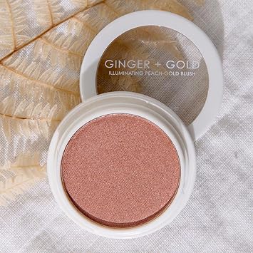 Seraphine Botanicals Ginger + Gold - Peach & Gold Frosting Blush Ginger & Chamomile Extracts, Shimmer Peach Blush Full Coverage Cheek Color Face Cheeks Makeup Palette All Day Wear Radiant Look 0.11oz