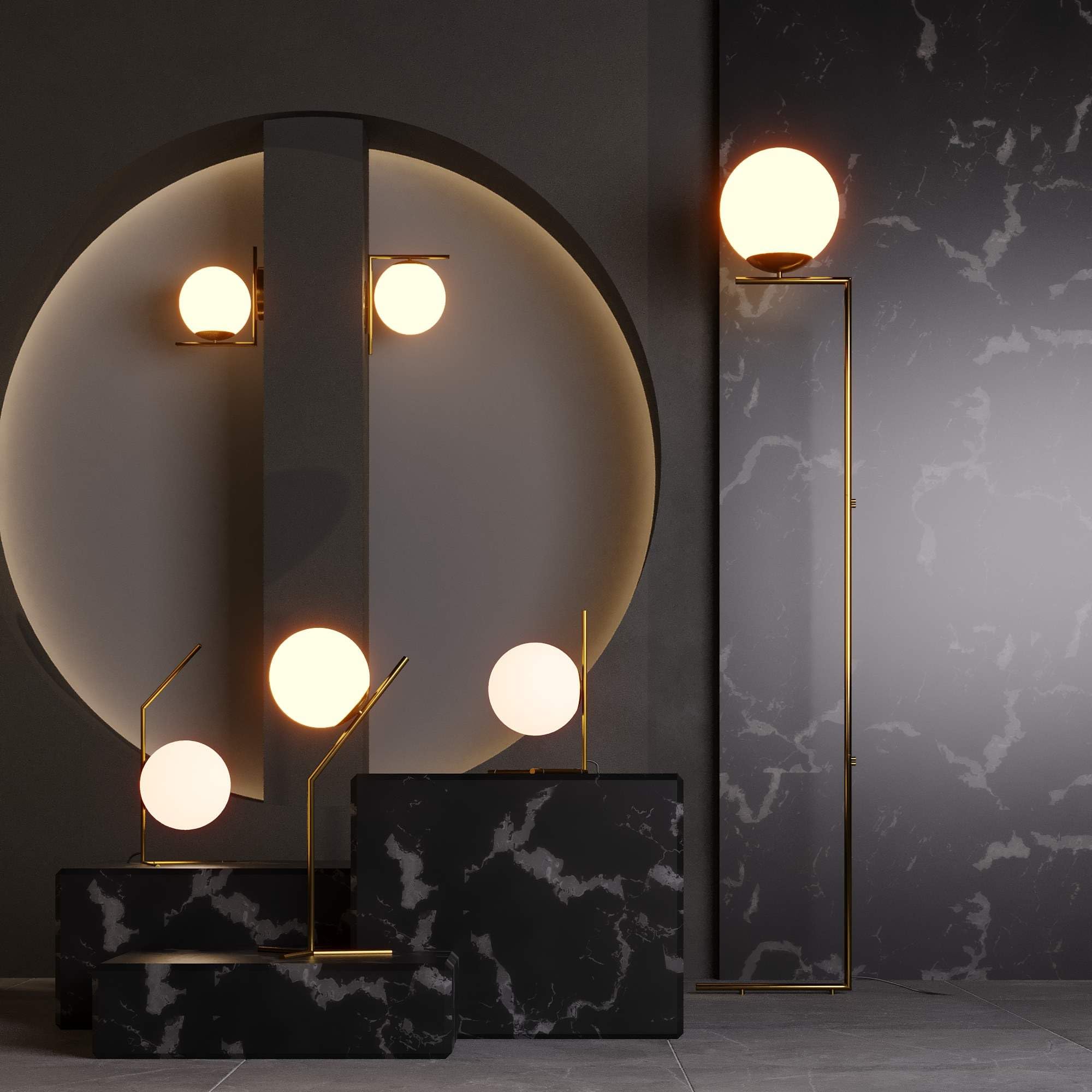 BARCELONA LED Lampada Da Tavolo OCTO Sfera Vetro E27 Oro | Diffusore sferico opalino, alluminio satinato, luce morbida, stile retrò, formato compatto, complemento d’arredo