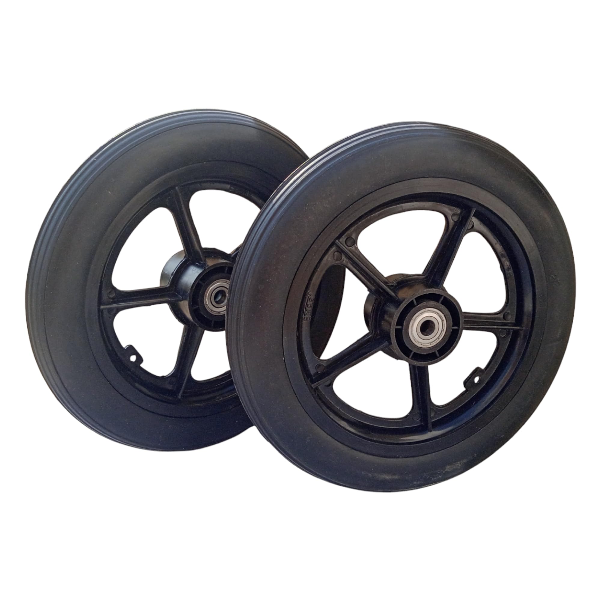 eOnekart 12 Inch Rear PU Hub PVC Wheel Replacement for Wheelchair With Bearing | Puncture Proof Solid Tire - Black (Pack of 2)-image-11