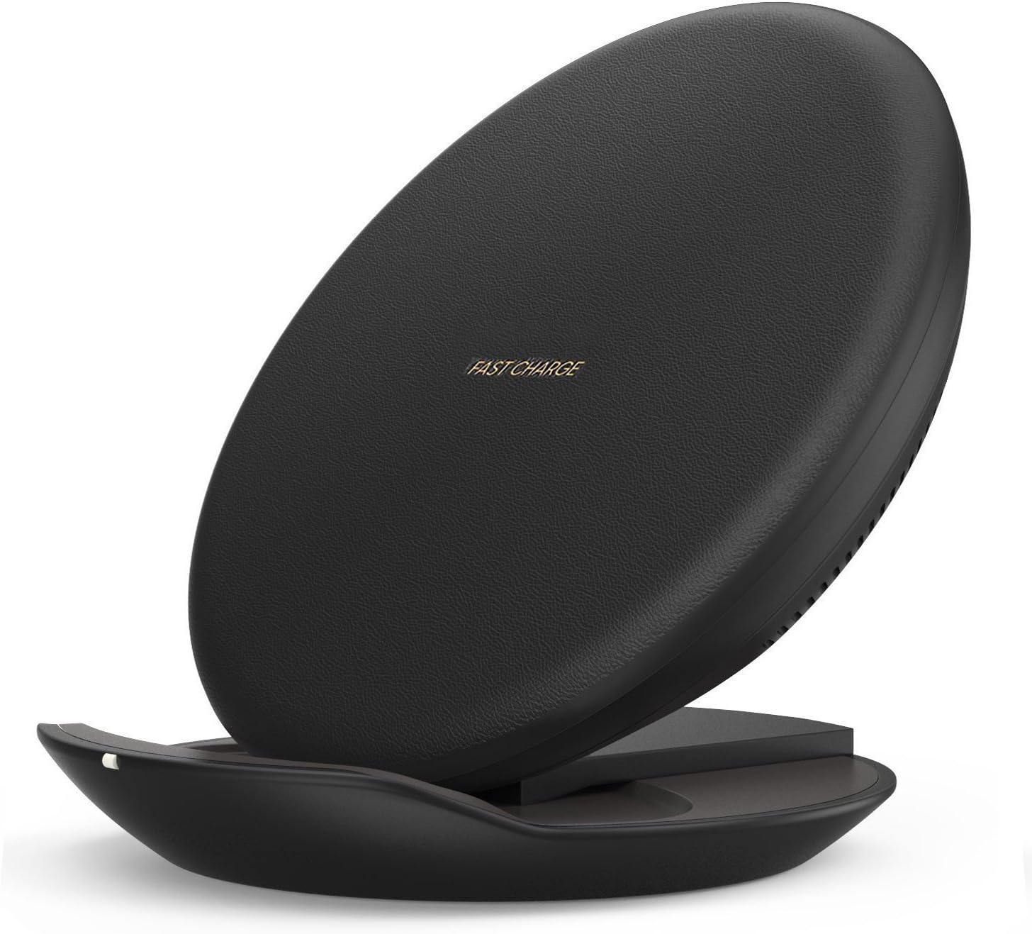 BuyJoy Qi Fast Wireless Charger Leather Pad Convertible Foldable Stand for Samsung S8, S8 Plus, S7, S7 Edge, S6 Edge Plus, Note 5, Black