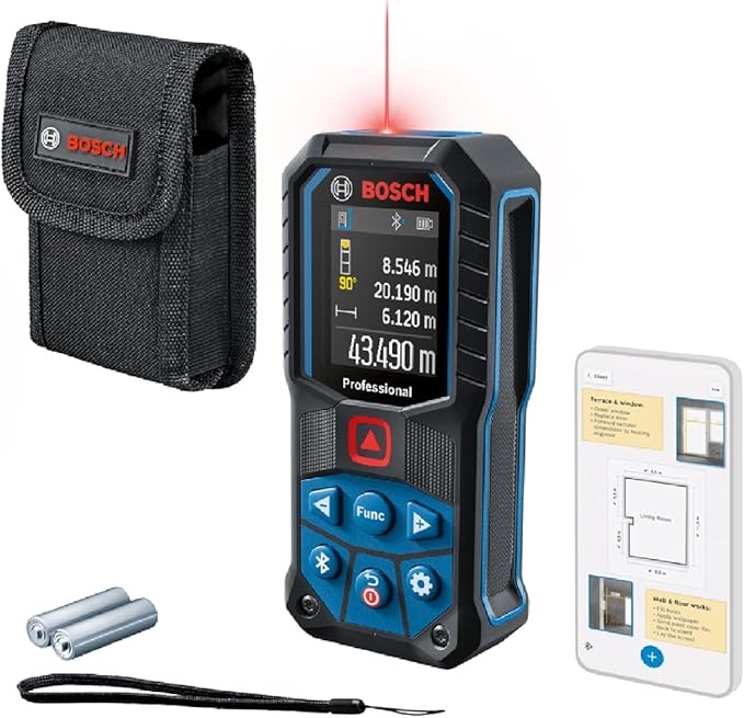 Review of Bosch Professional Laser Measure GLM 50-27 C (Range: up to 50m, Robust, IP65, Data Transfer via Bluetooth, 2x AA Batteries, Hand Strap, Pouch)