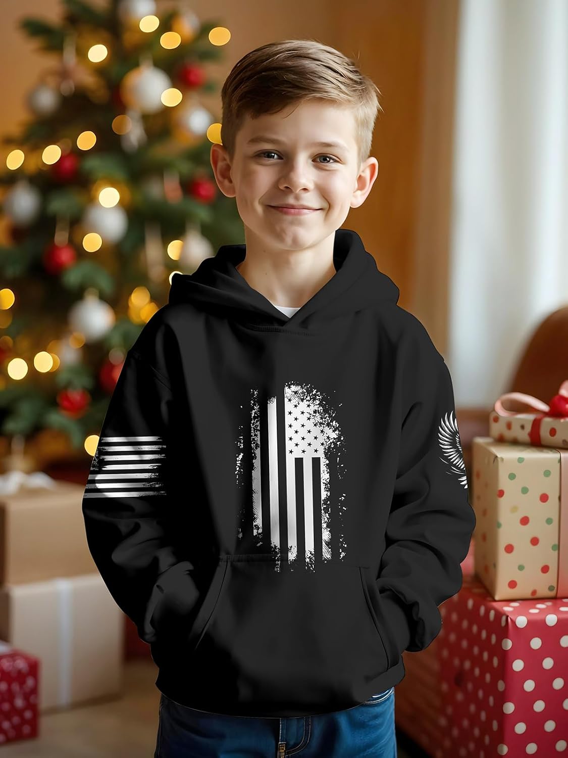 3D Printed Hoodies For Boys Girls Kids Sweatshirts Pullover Novelty Cool Clothes Black Red - Image 2