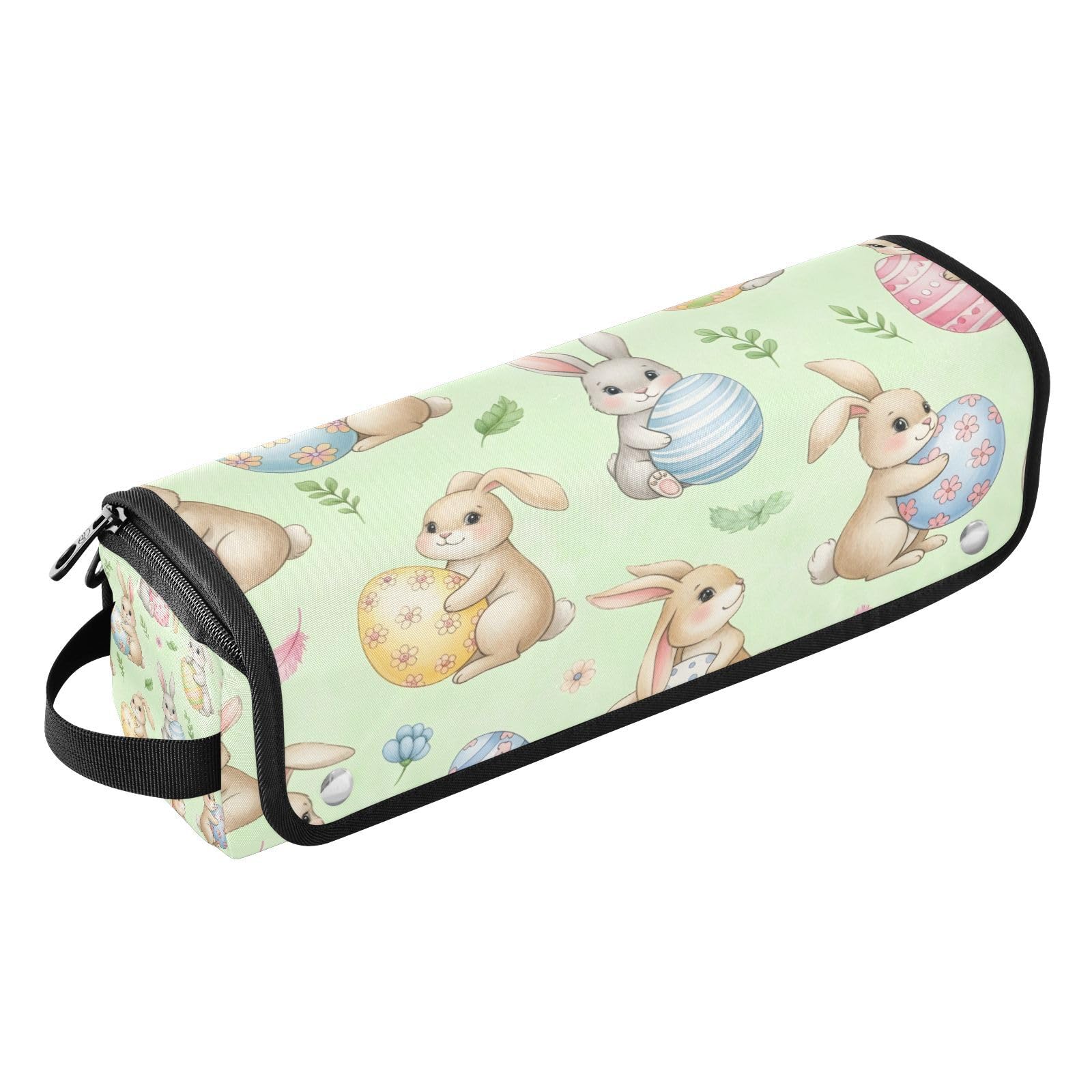 Cute Bunnies Easter Hair Tools Travel Bag Portable Hair Accessory Organizer with Heat Resistant Mat 2 in 1