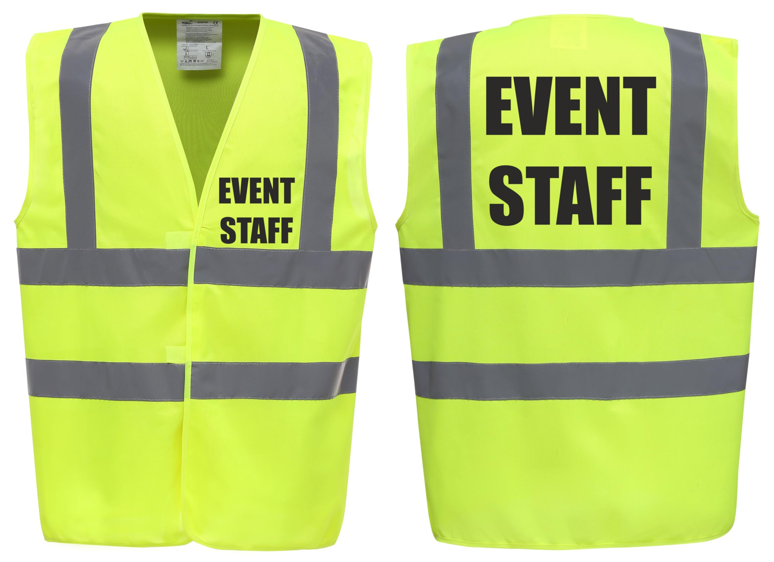 Brook Hi Vis Premium Safety Vest - EVENT STAFF Printed Front & Back, Event Management High Viz Waistcoat, Available in 14 Colours, Festivals (UK, Alpha, XL, Regular, Regular, Yellow)