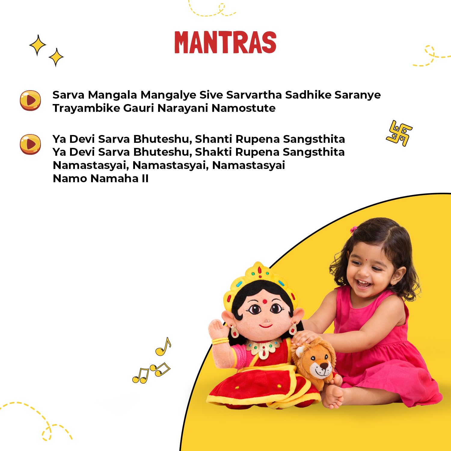 Panda's Box Mantra Chanting Devi Durga | Morbido peluche musicale interattivo, atossico, sicuro, miglior regalo di compleanno per neonati (ragazzi, ragazze), S, 22 cm
