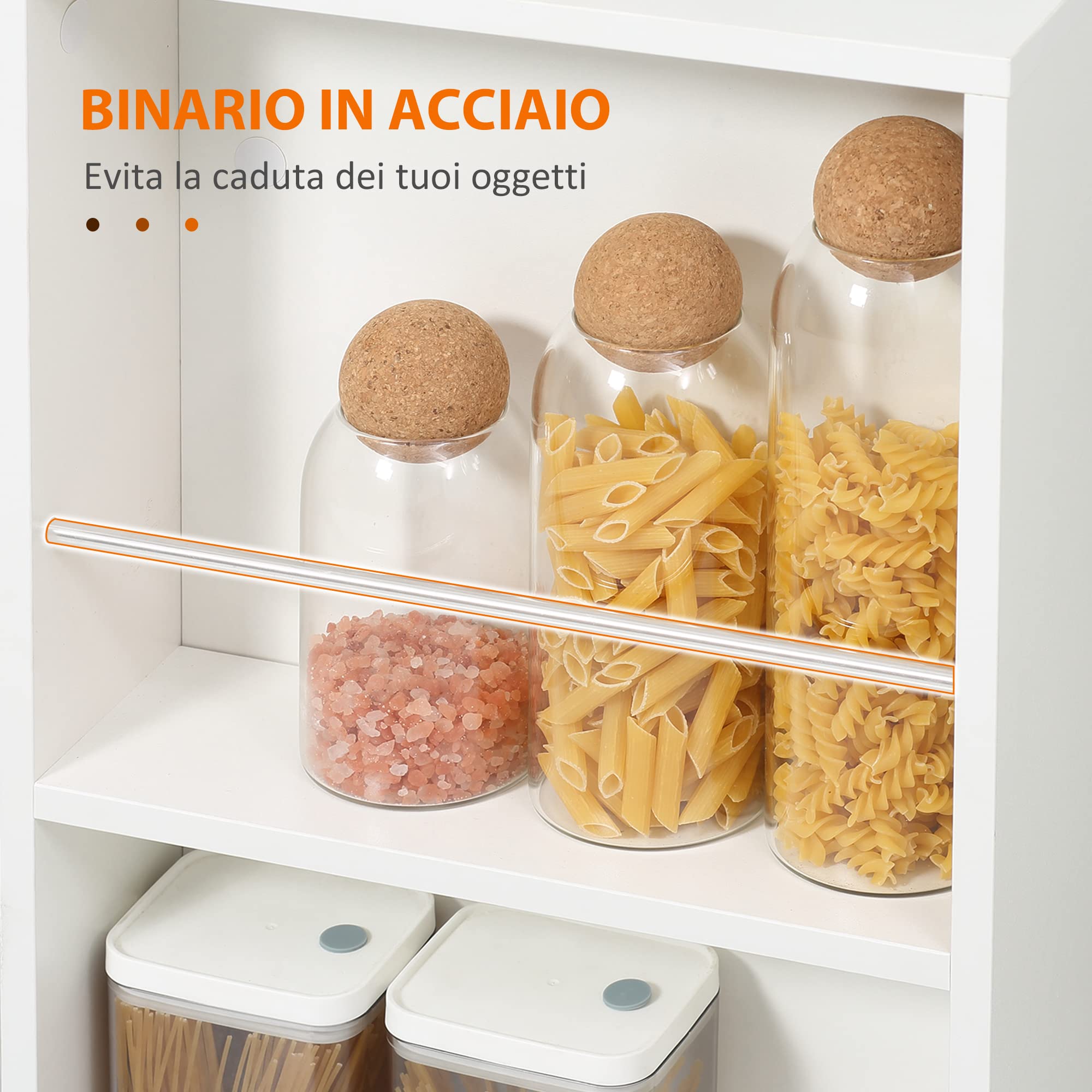 HOMCOM Carrello da Cucina in Legno con 2 Ripiani Aperti, Carrello Portavivande con Ruote Bloccabili, 60x38x77cm, Bianco