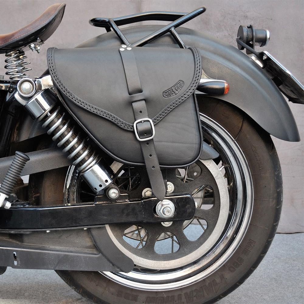 ends cuoio Motorradtasche aus echtem Leder kompatibel mit Harley Davidson Dyna – Rechte oder Linke Seite – Pflanzlich gegerbtes Stierleder – Fidlock Magnetverschluss – Hohe Kapazität