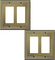 Vista 22 de Cubierta de Interruptor de Luz de Tomacorriente Dúplex Individual Belaire de Metal con Cuentas para Pared, Paquete de 4 Latón Antiguo 1 Gang