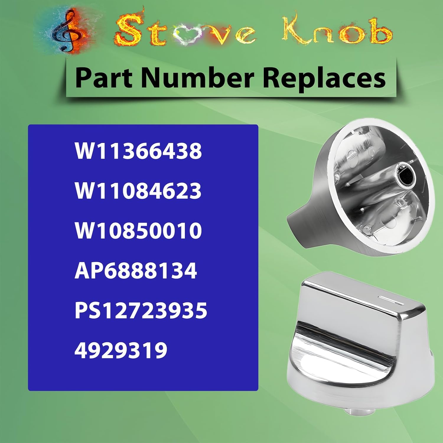 W10850010 Stove Knobs Replacements for Whirlpool Gas Ranges WCG55US0HS00 WCG55US6HS00 WCG77US0HS00, Compatible with W11366438 W11084623 Cooktop Control Burner Knobs (5PCS)