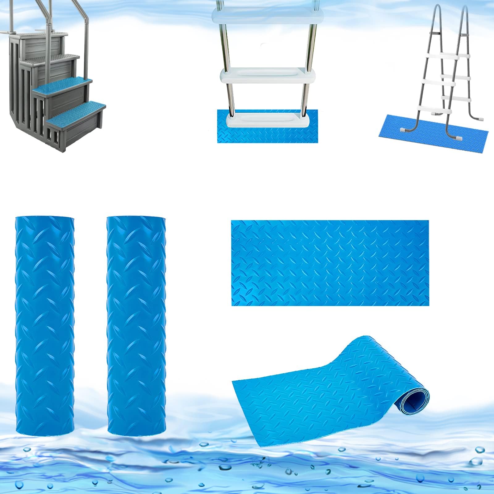 35x9Inch Pool Ladder Mat, Protective Swimming Ladder Step