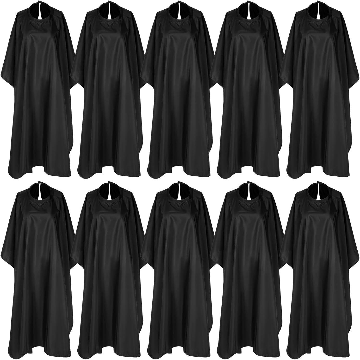 10 Pack Black Waterproof Hair Salon Cape Large Hair Cutting Salon Cape with Metal Snap Closure Haircut Apron for Women Men Hairstylists, Black