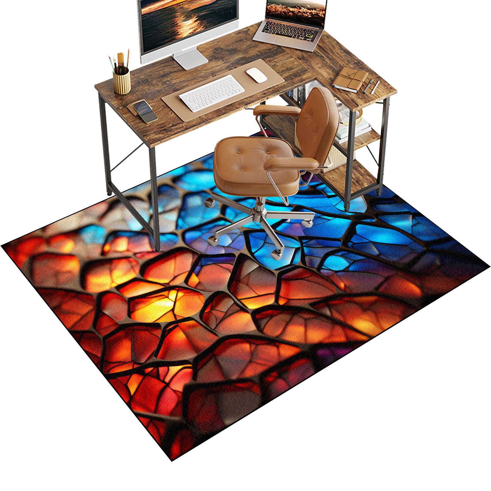 Office Gaming Chair Mat for Carpeted & Hardwood Floor, Non-slip Desk Chair Mat for Carpet, 70 x 100 cm Computer Gaming Chair Mat for Hard Floor, Hard Floor Protector Mat for Gaming and Office Chairs