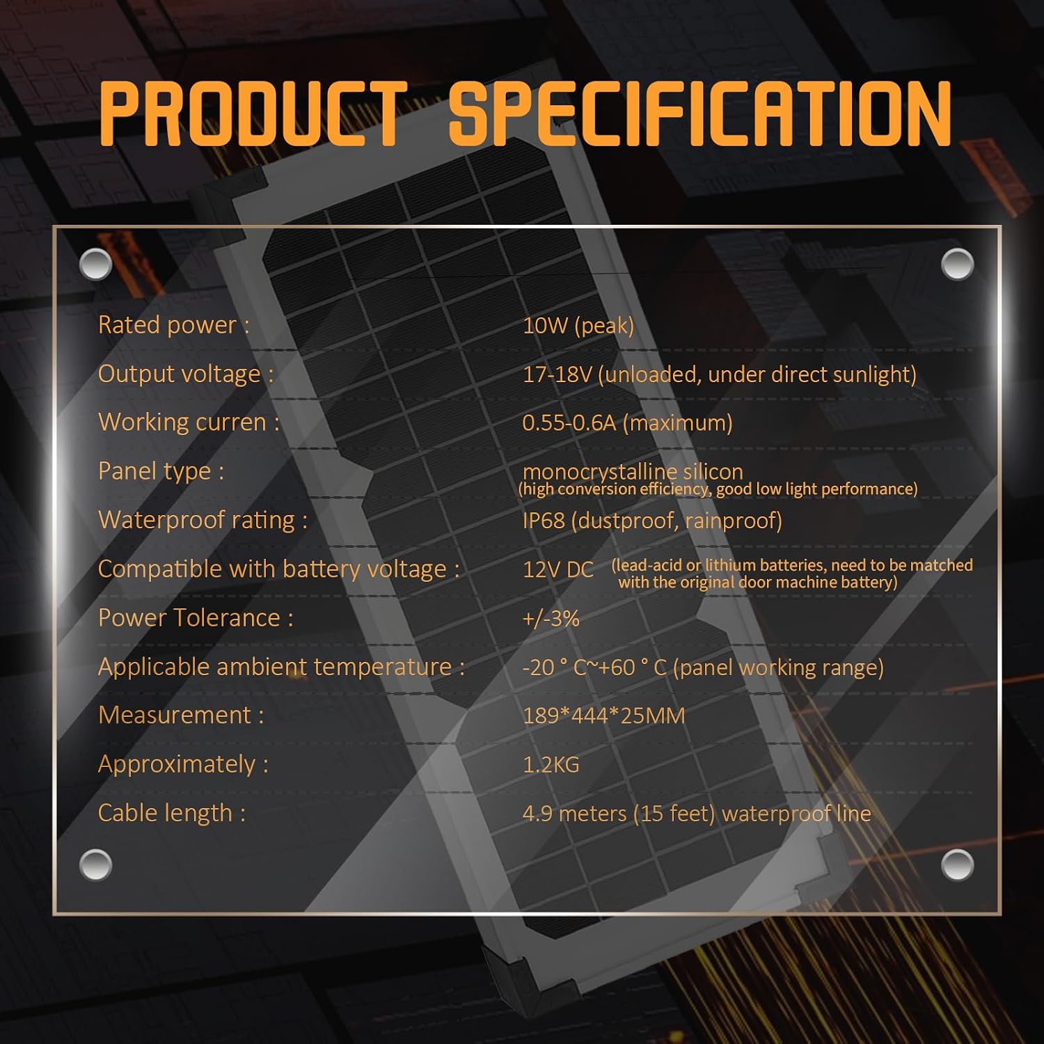 10W Solar Panel Kit FM123 Fit for Mighty Mule GTO PRO Gate Opener Parts MM571W MM371W 571W MM271 371 MM371W MM360 MM262 560 MM560 MM562 FM350 MM260 MM560 FM200 FM350 FM500 FM502 FM700 & More