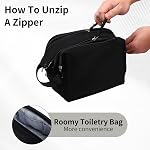 Travel Toiletry Bag for Men and Women, Wide Open Travel Containers for Toiletry, Lightweight Cosmetic Makeup Bag Organizer with Handle for Traveling, Toiletries (Black)