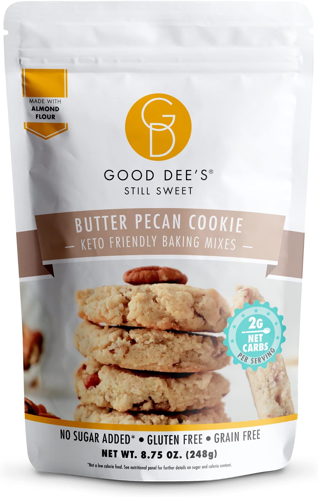 Good Dee's Butter Pecan Cookie Mix I Keto Baking Mix I Sugar Free, Diary Free, Gluten Free, Soy Free, Low Carb Cookie Mix I Diabetic and Atkins Friendly - 2g Net Carbs
