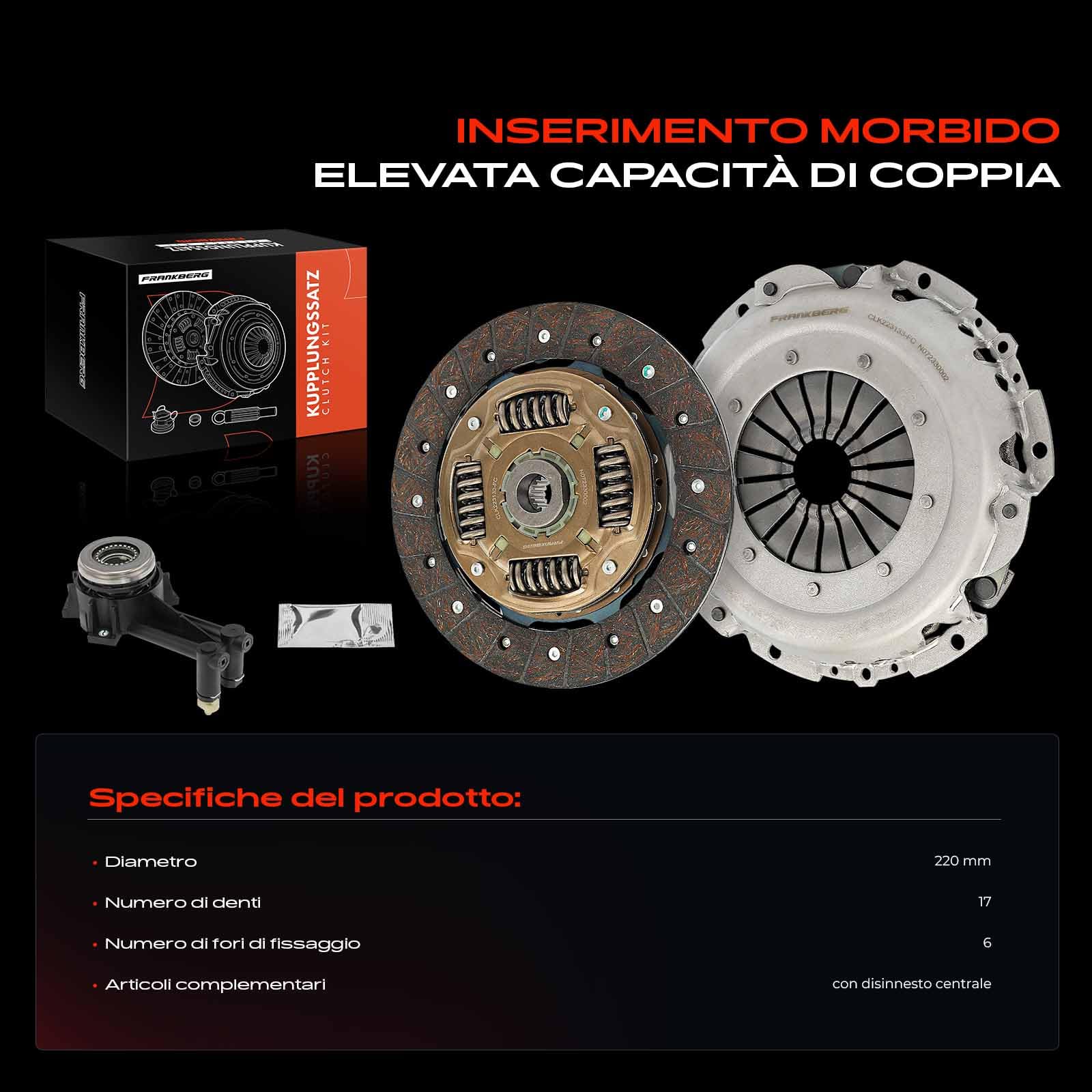 Frankberg Frizione Set frizione Compatibile con Fiesta VI CB1 CCN B-Max JK Tourneo Courier B460 MPV Ecosport 2 DE DH Replace# 1678828