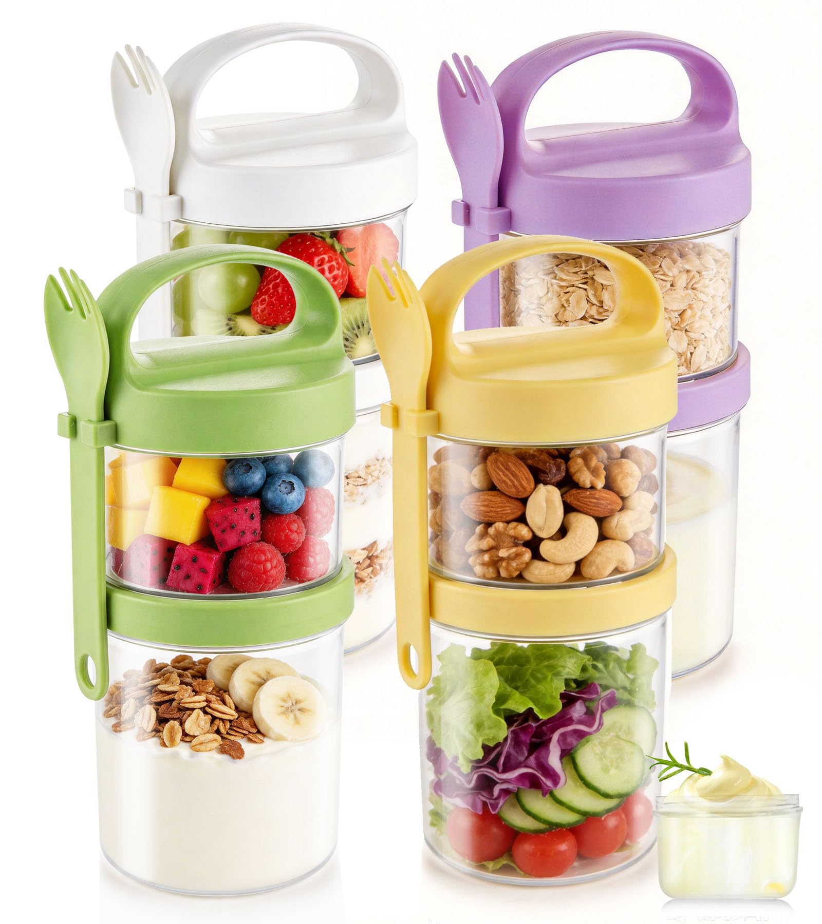 Gobelets à céréales à emporter avec compartiment yaourt et boîte à muesli hermétique