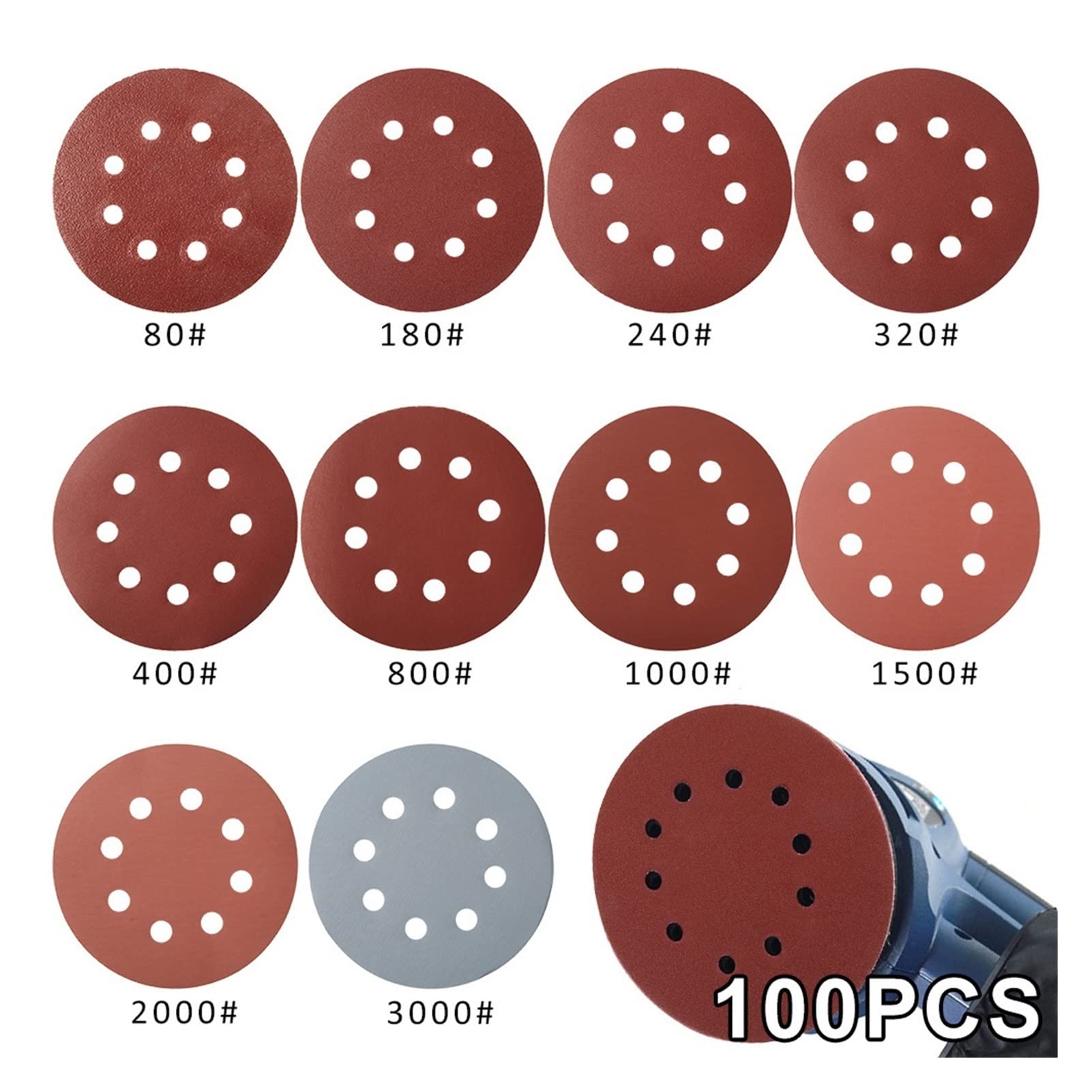 100 sztuk Szlifierki Szlifierki Tarcze - Arkusze piasek ścierny Grit 80-3000 Dysk szlifierski Polski szlifierski Podkładki do drewna Narzędzia do polerowania (Color : Style D)