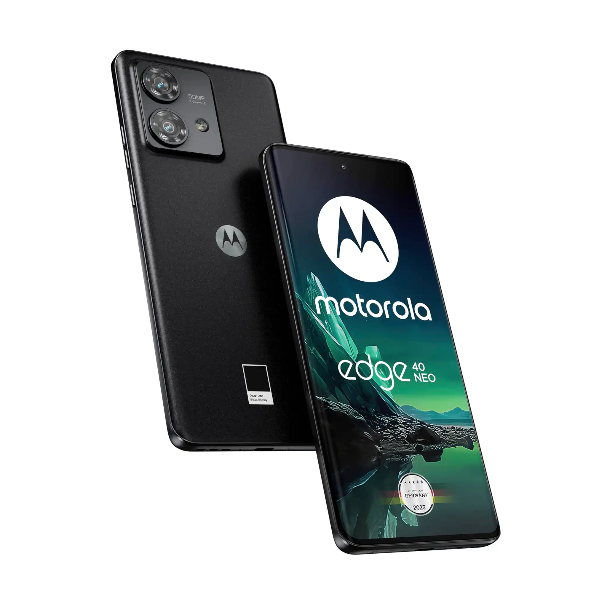 Motorola edge40 neo Smartphone (6,55'-FHD+-Display, 50-MP-Kamera, 12/256 GB, 5000 mAh, Android 13) Black Beauty, inkl. Schutzcover + KFZ-Adapter [Exklusiv bei Amazon]