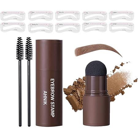 Eyebrow Stamp Stencil Kit One Step Brow Stamp Shaping Kit Waterproof Eyebrow Stamp Long Lasting Brow Stamp And Shaping Kit With 10 Reusable Eyebrow Stencils(Brown)