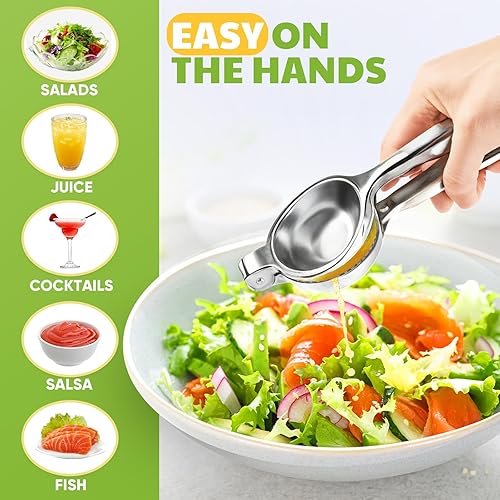 Miniatura 6 de Exprimidor de limón grande, exprimidor de limón de acero inoxidable, exprimidor manual de cítricos de alta resistencia, herramientas de cocina,