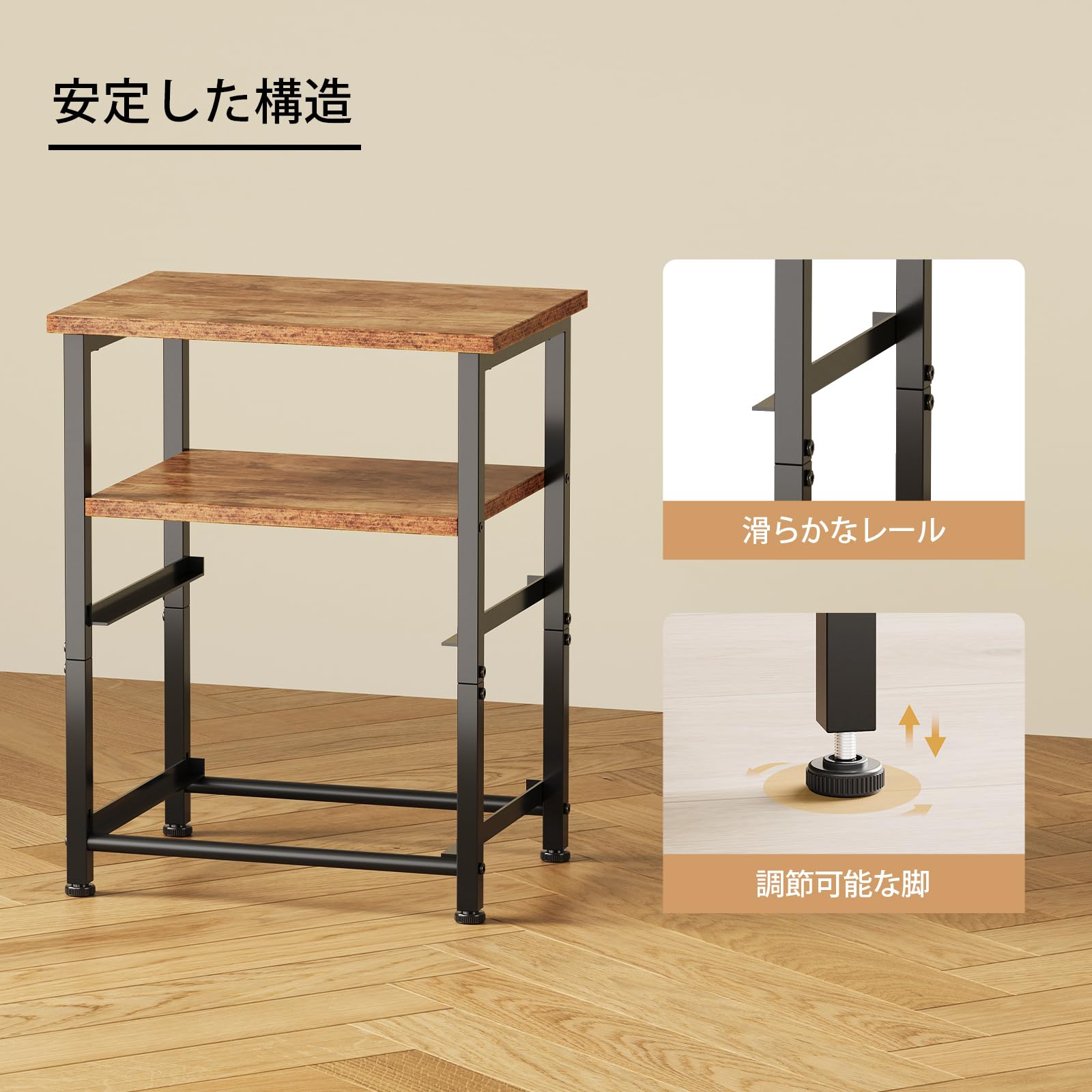 Amazon｜YeTom サイドテーブル 2つ引き出し付き 寝室 ナイトテーブル