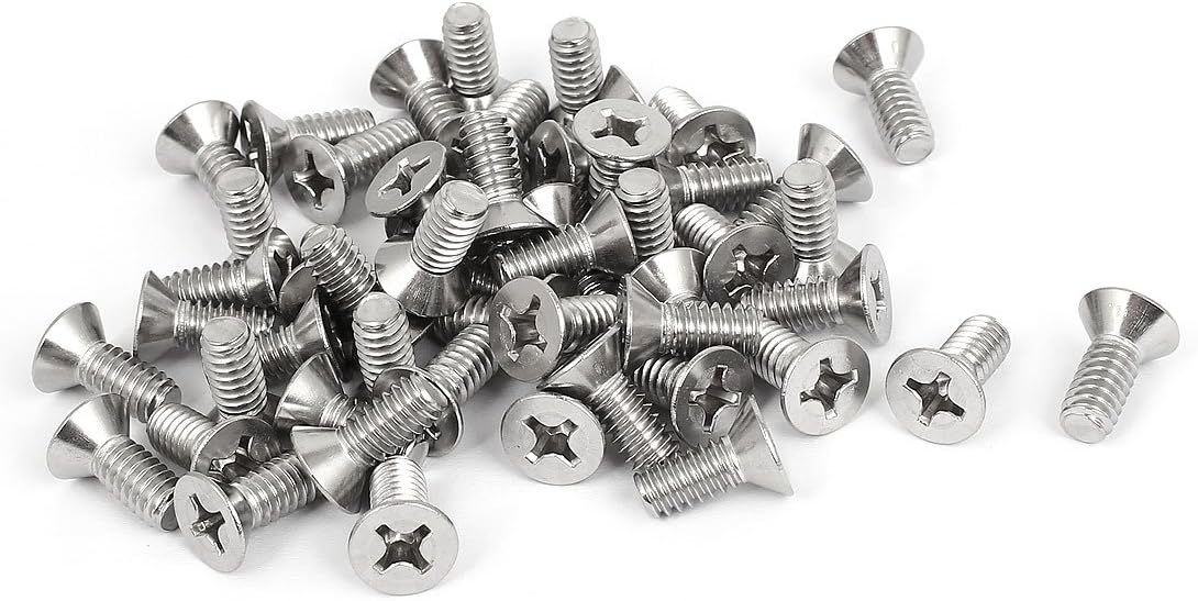 Aexit 1/4"-20x5/8" 304 Quality Parts Stainless Steel Phillips Flat Countersunk Head Screws 50pcs Model:60as329qo322