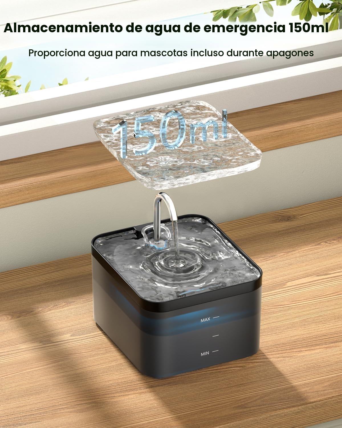 Fuente para Gatos, 2,2L Bebedero Gatos, Súper Silenciosa, Fácil de Limpiar, Fuente de Agua para Perros con LED y Filtro de Carbón Activado, Dos Patrones de Flujo de Agua