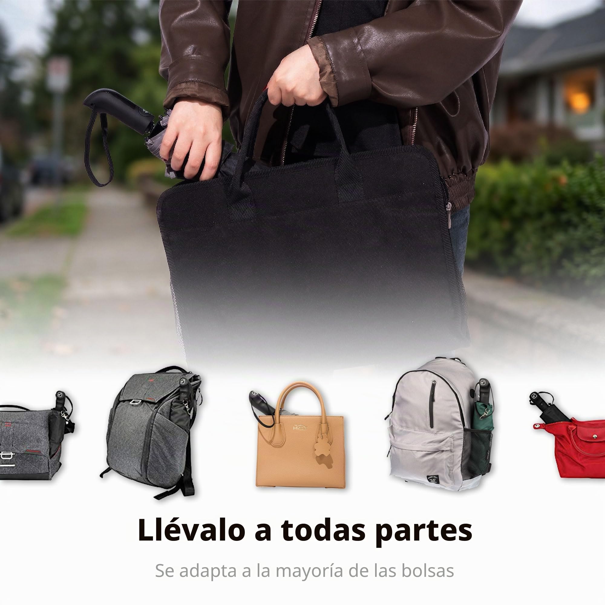 Paraguas de Viaje de Doble Cubierta a Prueba de Viento - Recubrimiento de Tefón, Manija Ergonómica y Manga Protectora - Diseño portátil Compacto y Plegable de Peso Ligero