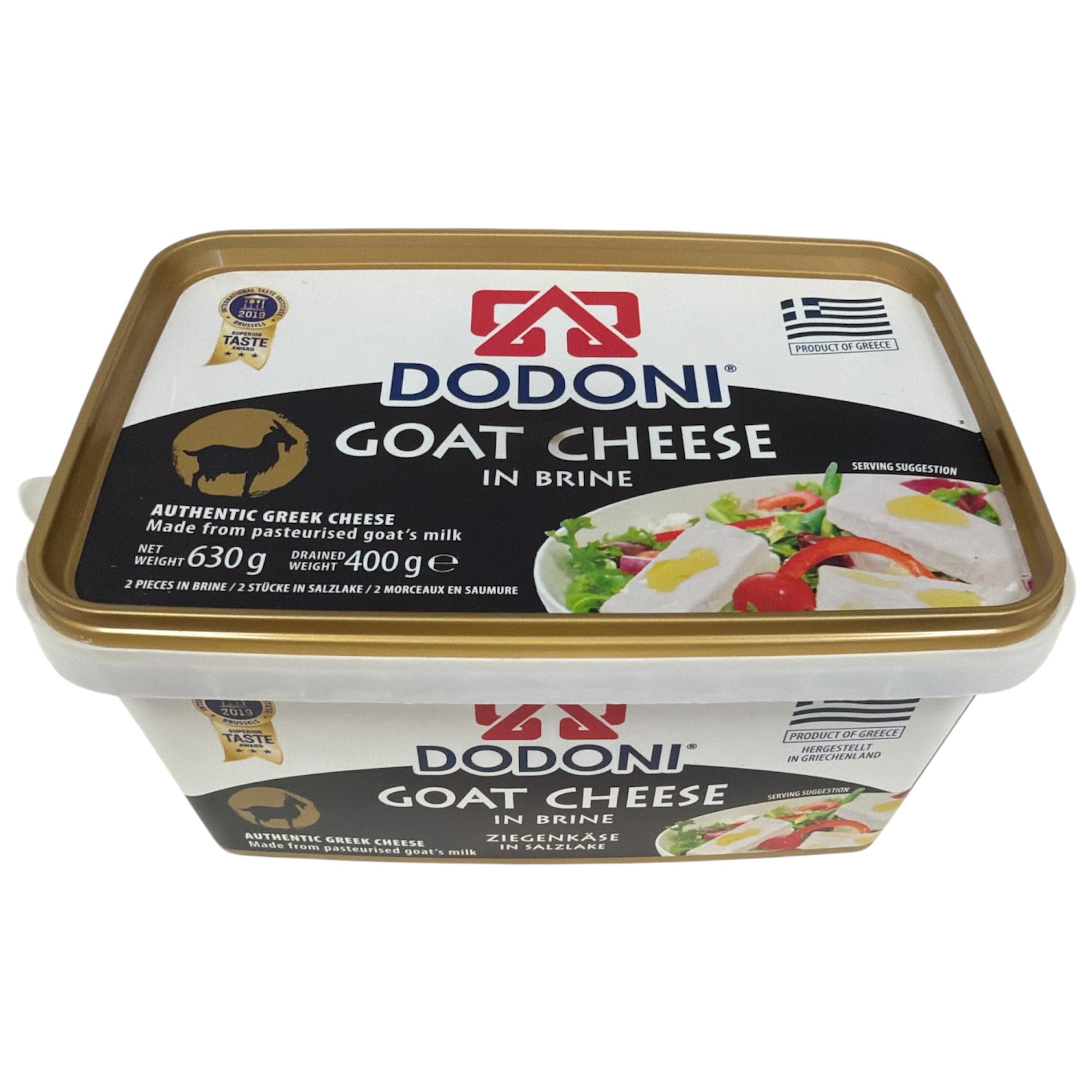 Dodoni Ziegenkäse in Salzlake 6x 400g Behälter griechischer Käse aus pasteurisierter Ziegenmilch für Flammkuchen mit Feigen, Birnen, Honig & Walnüssen, perfekt mit Olivenöl, aus Griechenland