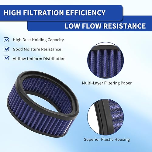 Miniatura 7 de AHL Filtro de aire reutilizable para motocicleta de alto flujo compatible con S & S E & G Series Carbureted Harley, S & S, ULTIMA, JAMMER Motores