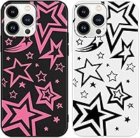 Vista 14 de Paquete de 2 Fundas Lindas y Geniales de Estrellas Negras para iPhone 7/8 / SE 2020 / SE 2022 de 4.7 Pulgadas, Funda Estética, Antiarañazos