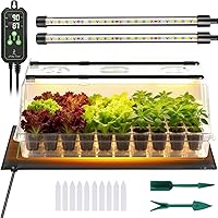 Adawook Large Seed Starter Kit: 10x20.75" Heat Mat (68-113°F), Color-Changing Grow Lights, Humidity Dome for Fast Germination