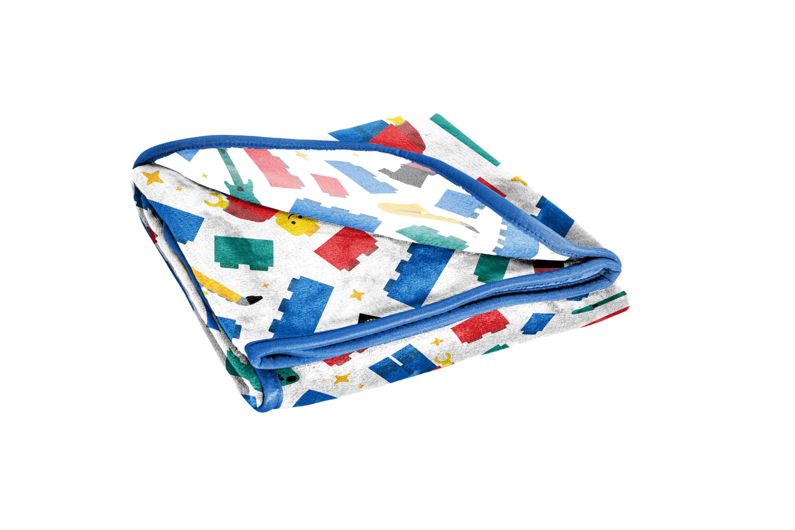 Jay Franco Kids Pluszowy koc z motywem Lego – miękki i przytulny koc polarowy o wymiarach 117 x 152 cm do sypialni i na sofę, produkt z oficjalną licencją, biały