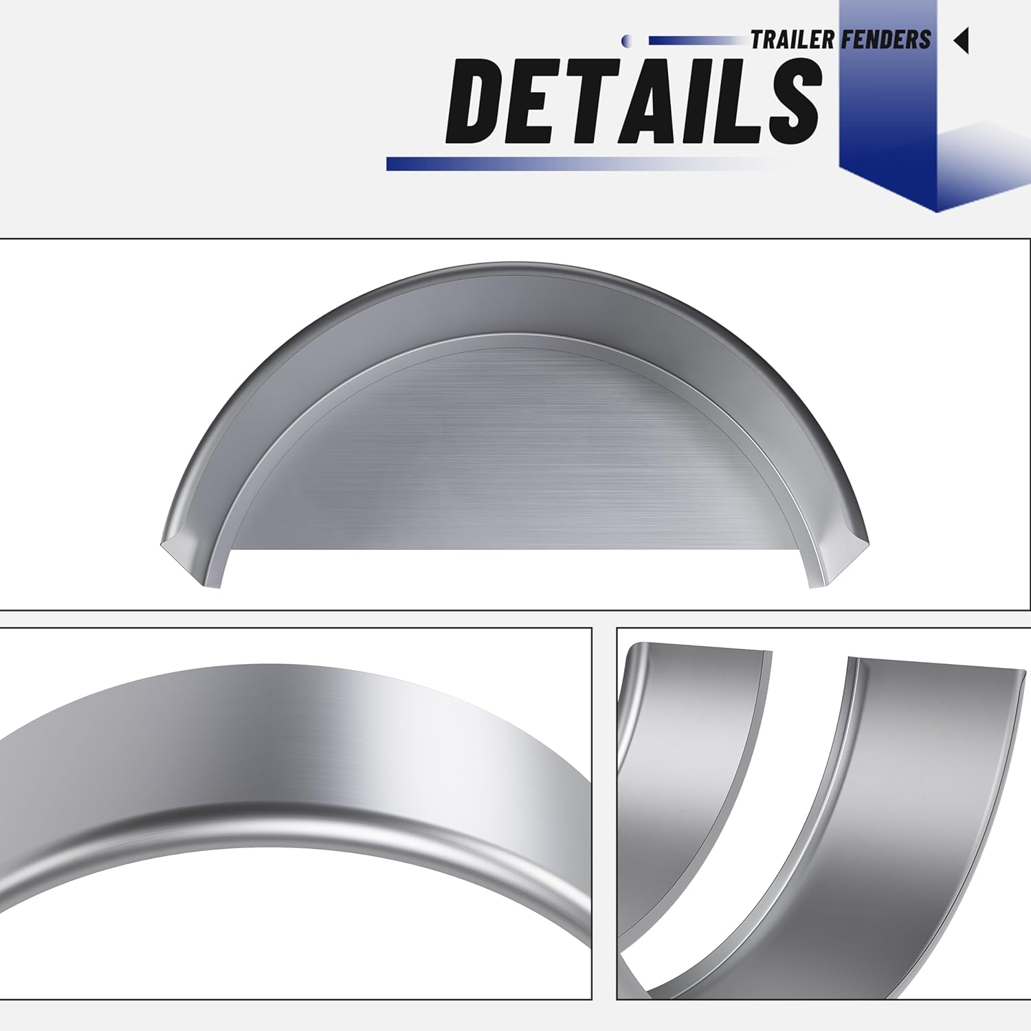 ECOTRIC Round Alloy Steel Trailer Fenders W/Fender Backs 32-1/8"x 9-1/8" x 14-3/8"Fit 14"-16" Wheels Compatible with Car Hauler Cargo Utility Trailer Landscape Trailer 2 Pack Bare Metal