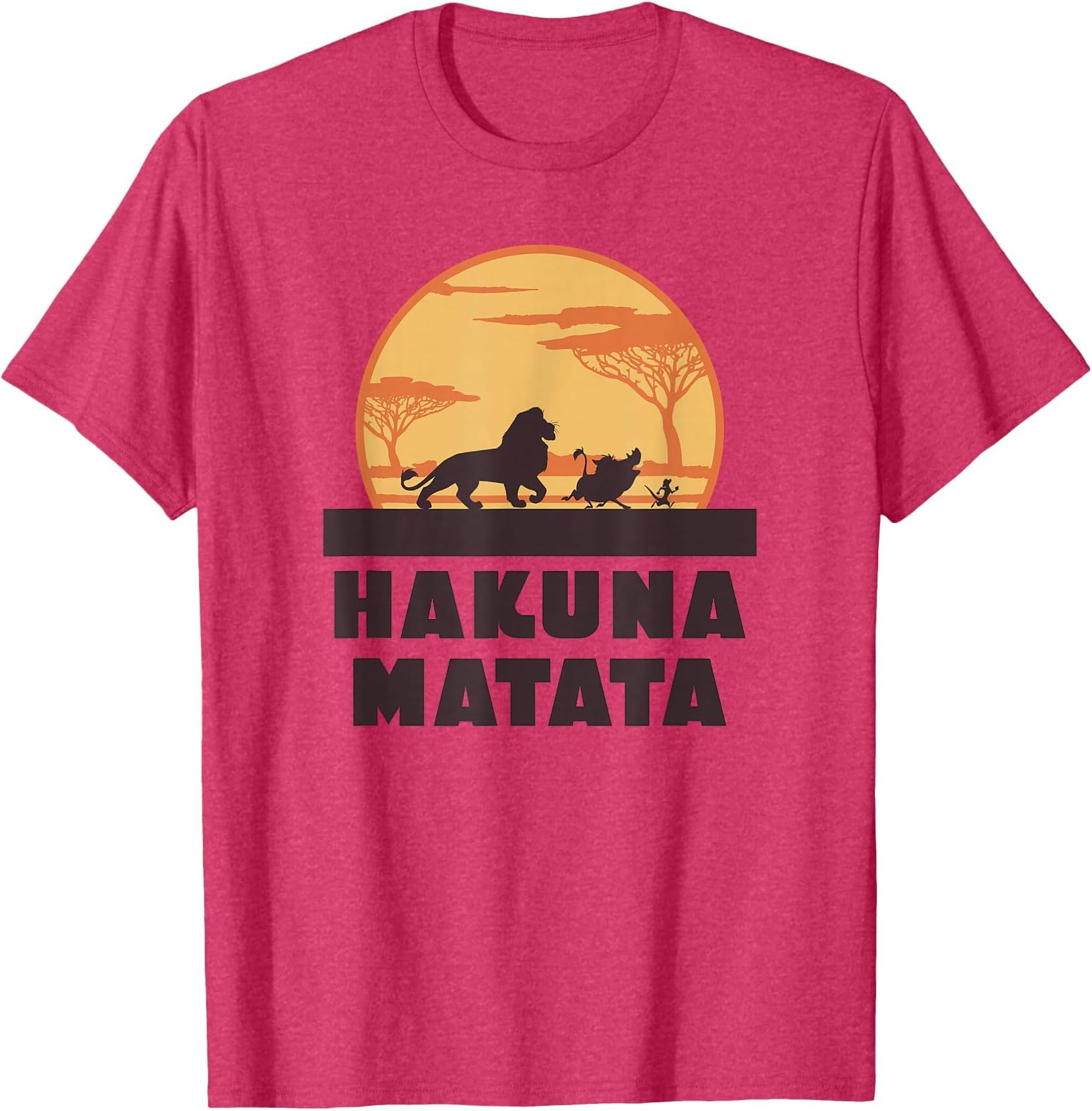 Lion King Hakuna Matata Pumbaa Timon Africa Simba Mufasa Disneyland World Tee Adult Graphic T-Shirt Apparel (Large, Premium Red Heather)