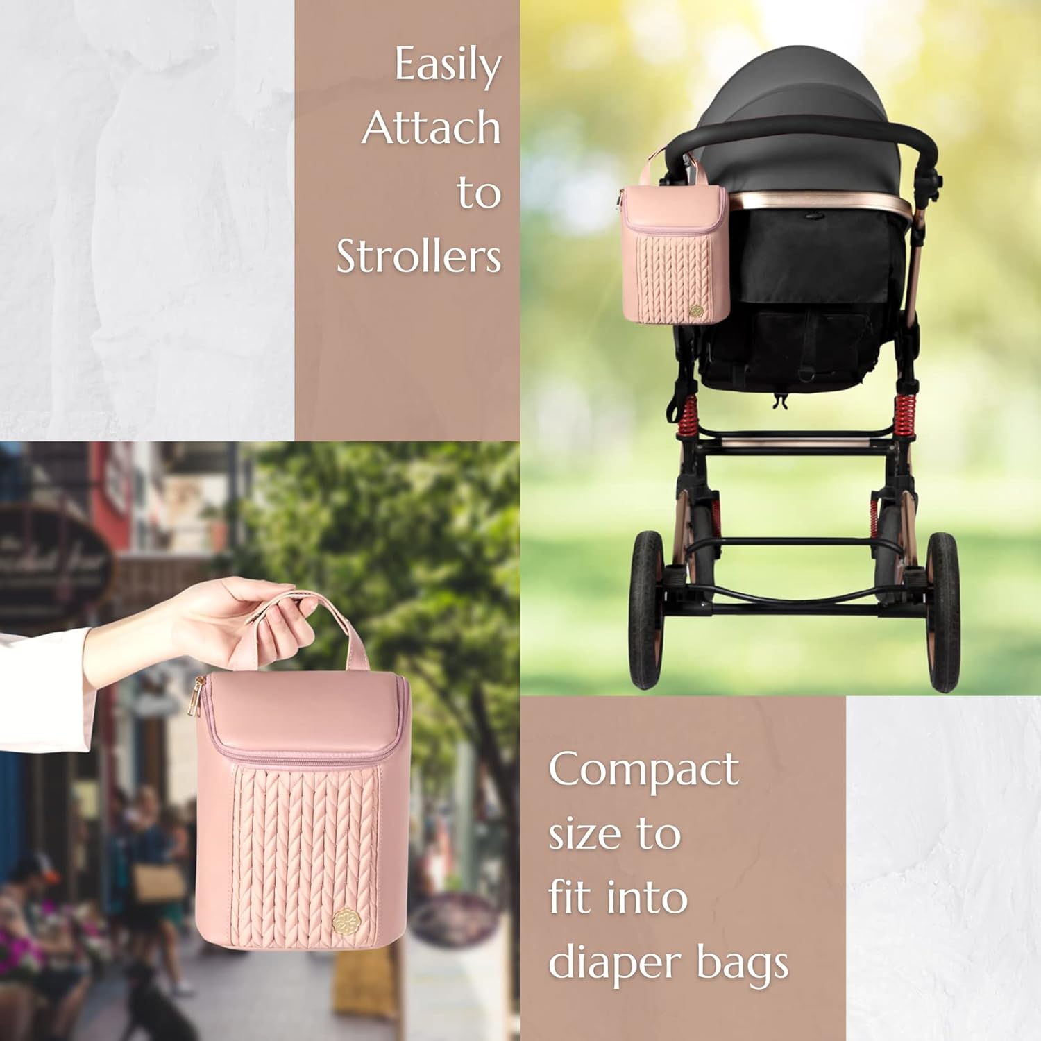 Baby Bottle Cooler Bag with Adjustable Straps to Fits Stroller or Diaper Bag,Insulated Baby Bottle Bag for Nursing Moms Daycare or Travel (Dusty Rose) - Image 7