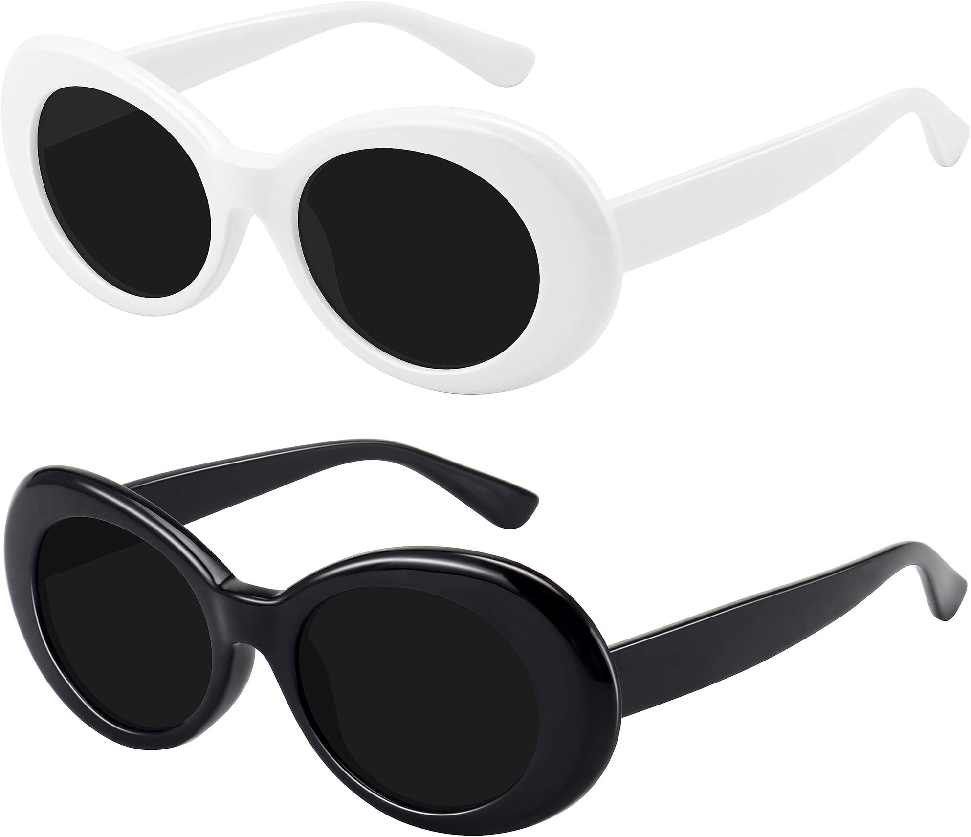 STORYCOAST Clout Goggles Kurt Cobain Retro Oval Thick Frame Round Lens Sunglasses 2 Pack