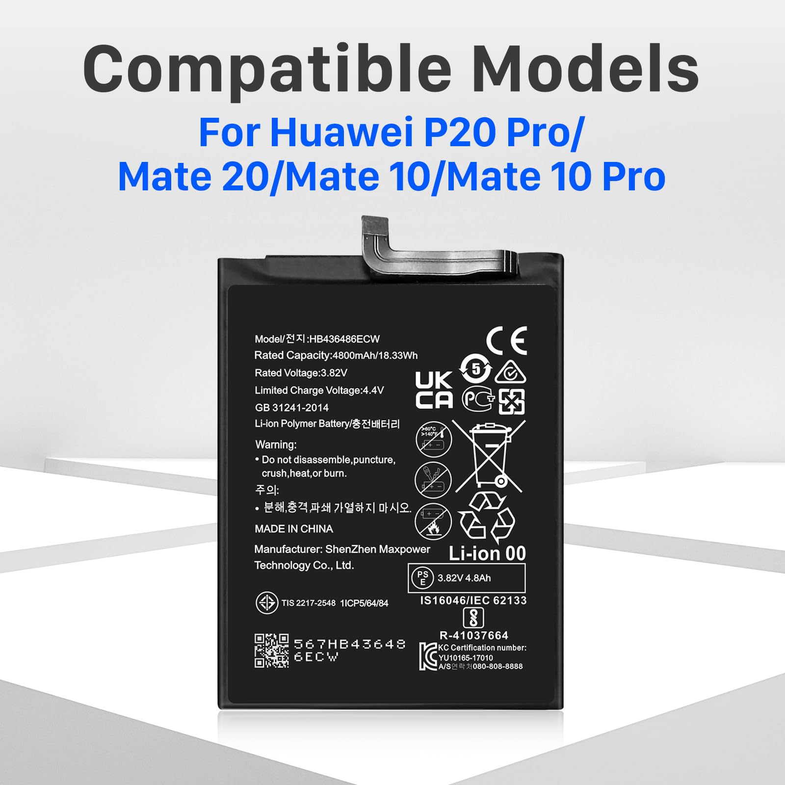 4800mAh Akku HB436486ECW Kompatibel mit Huawei Mate 10 / Mate 10 Pro/Mate 20 / P20 Pro/Honor 20 Pro mit Tools