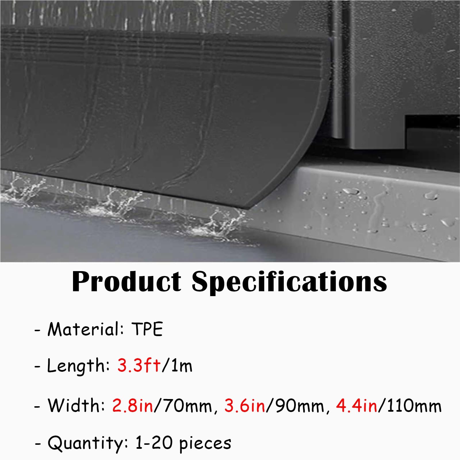 Tapón de lluvia for ventana TPE | Protector contra la lluvia autoadhesivo de varios tamaños: Deflector de ventana resistente a la intemperie for balcón