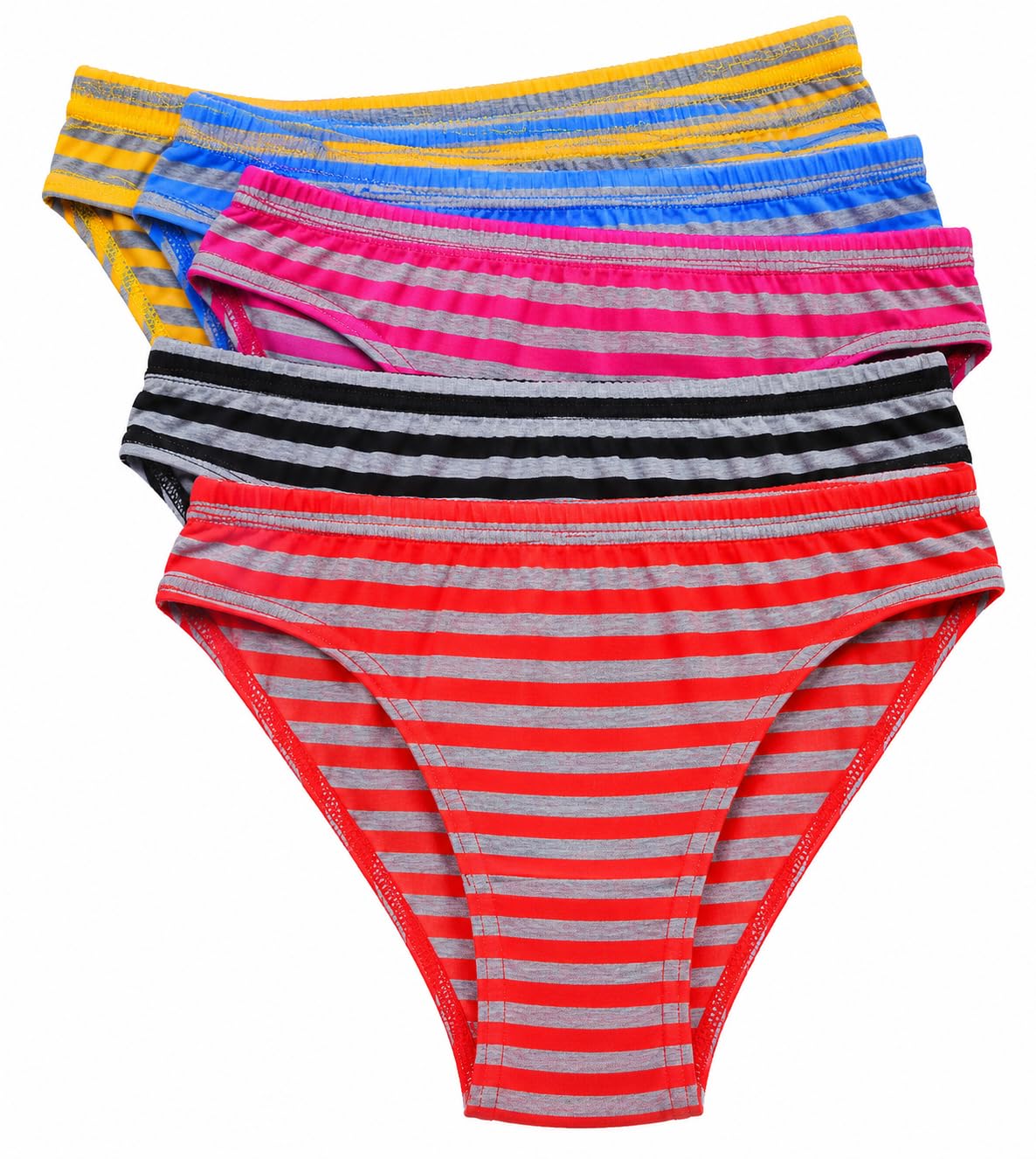 spongy Women's Disposable Cotton Stripes Panties for Spa, Menstruation, Travel, Hospitalization, Body Treatments, Maternity, Pack of 5-picture-35
