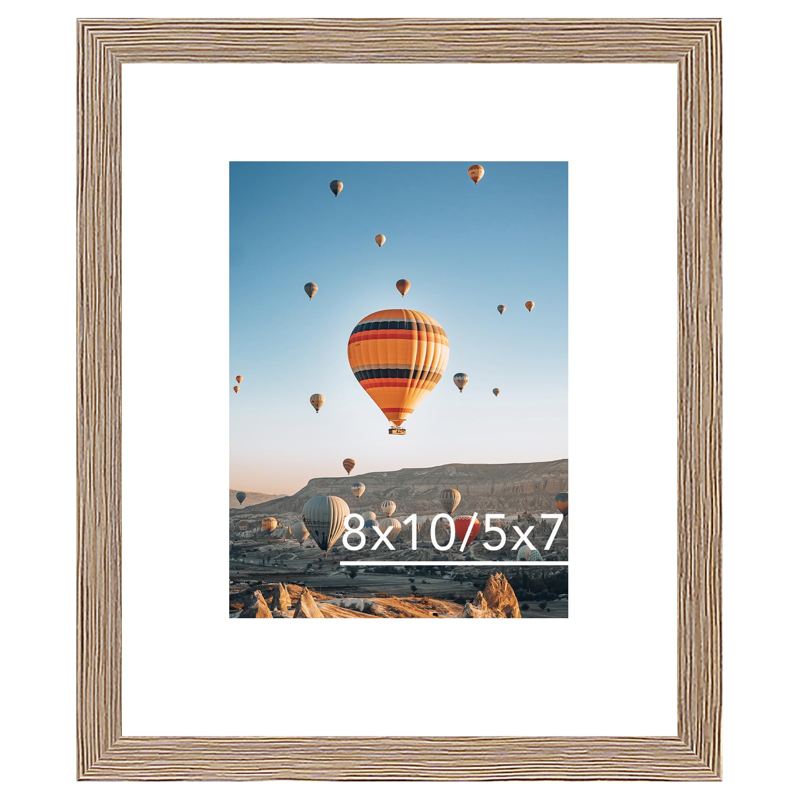 8x10 Picture Frame with 5x7 Mat for Wall Hanging or Tabletop, Display Photo 5x7 with Mat or 8x10 without Mat, 8 by 10 Wall Gallery Poster Photo Frame with Shatter Resistant Plexiglass, Rustic Brown