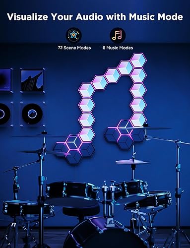 Vista 7 de Govee Glide Hexagon Light Panels Ultra, 3D Wall Lights with DIY, RGBIC LED Gaming Lights for Wall, LED Lights for Gaming Setup with 129 Lamp Beads